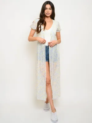 WOMEN'S V-NECK SHORT SLEEVE FLORAL WAIST BAND TOP