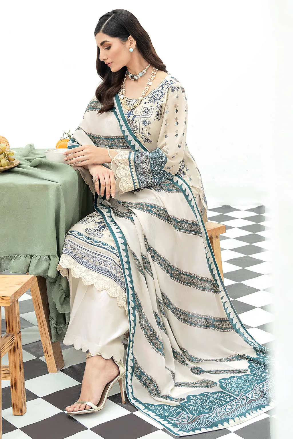 Y-503 |  Ramsha Riwayat Luxury Lawn vol 7 Collection | Unstitched Lawn Embroidered Suits