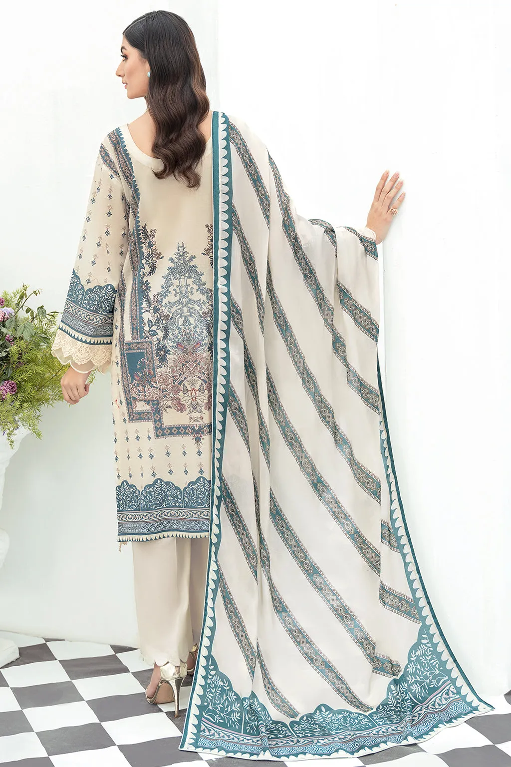 Y-503 |  Ramsha Riwayat Luxury Lawn vol 7 Collection | Unstitched Lawn Embroidered Suits