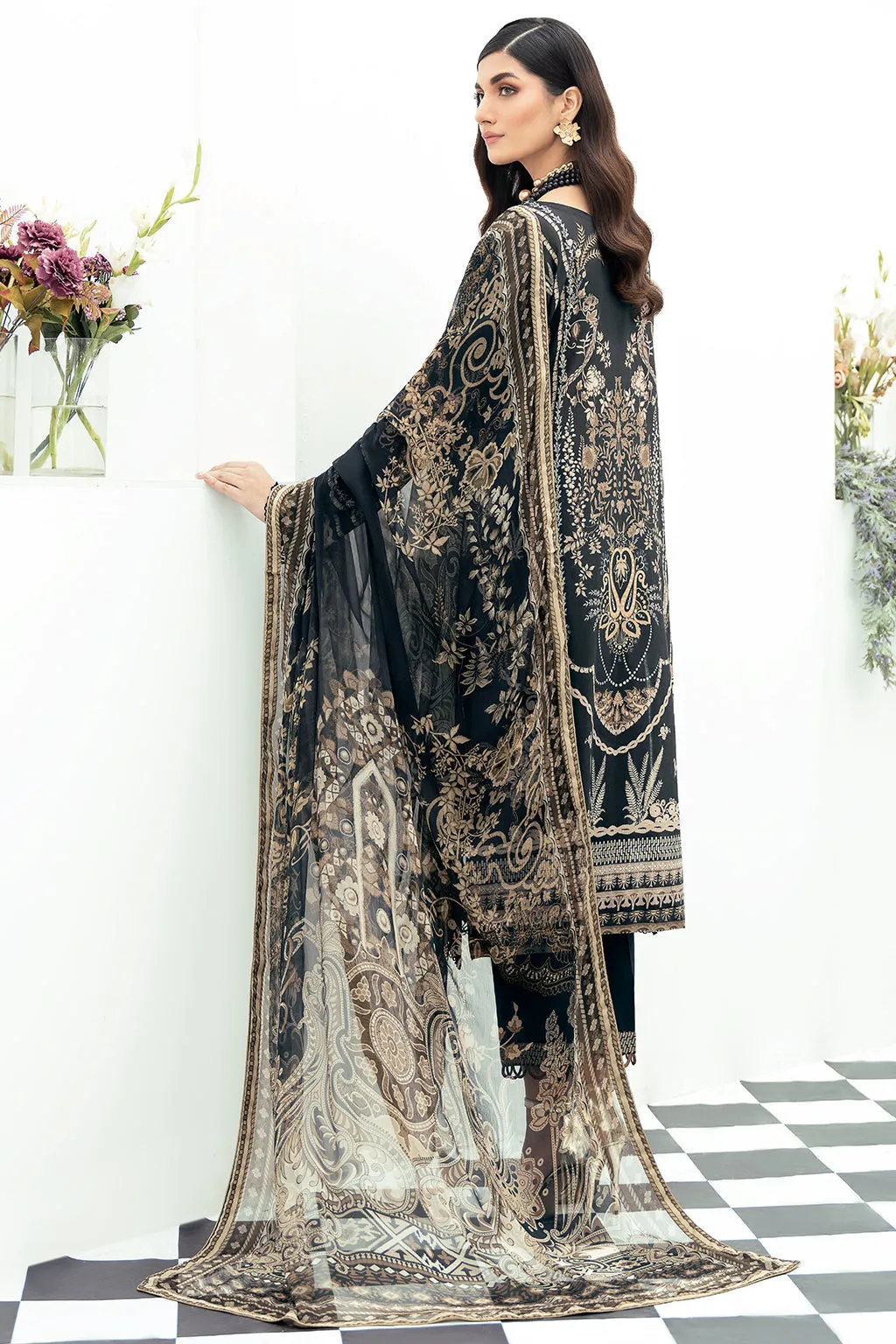 Y-504 |  Ramsha Riwayat Luxury Lawn Vol 7  Collection | Unstitched Lawn Embroidered Suits