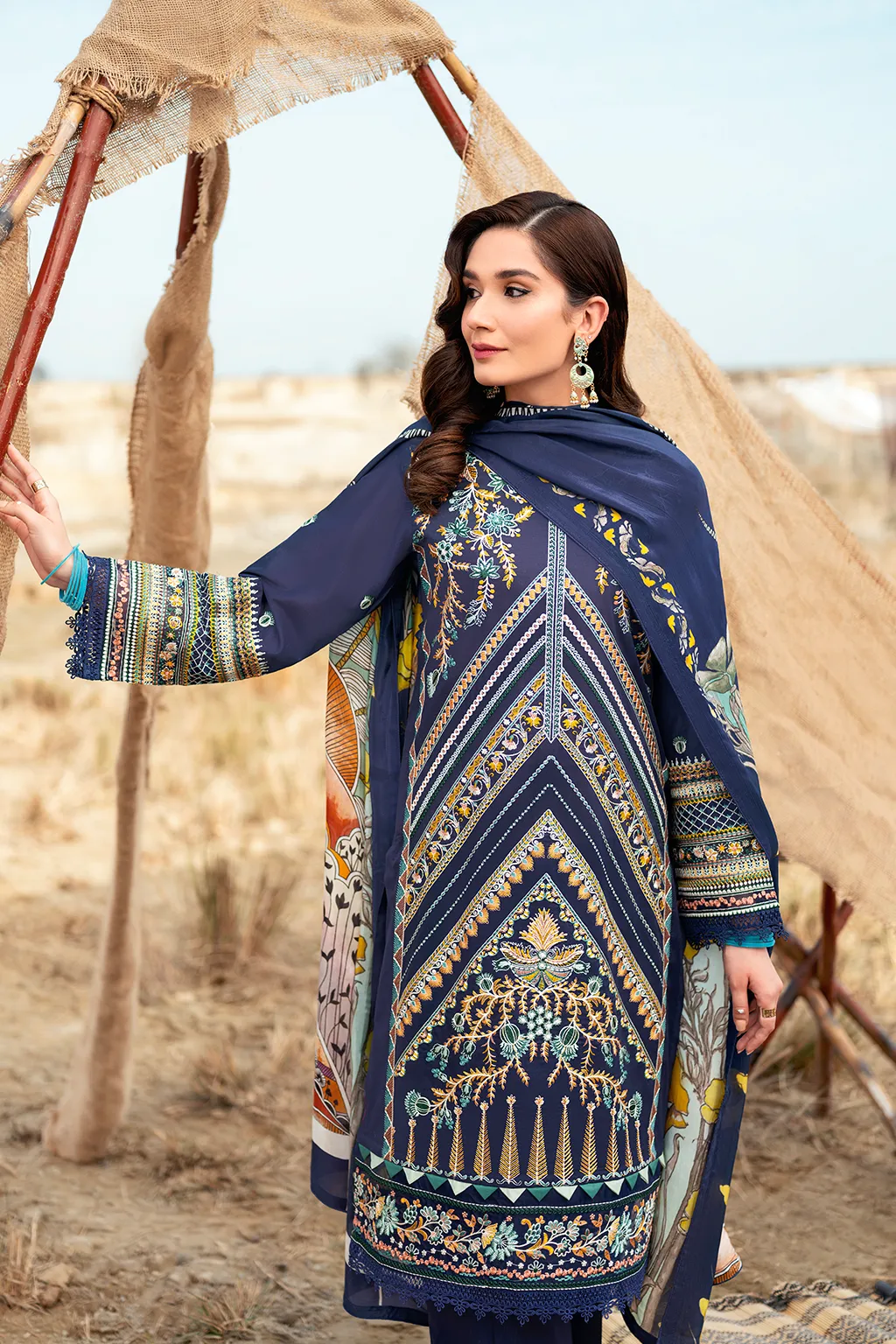 Y-608  |  Ramsha Riwayat Luxury Lawn Vol 7 Collection | Unstitched Lawn Embroidered Suits