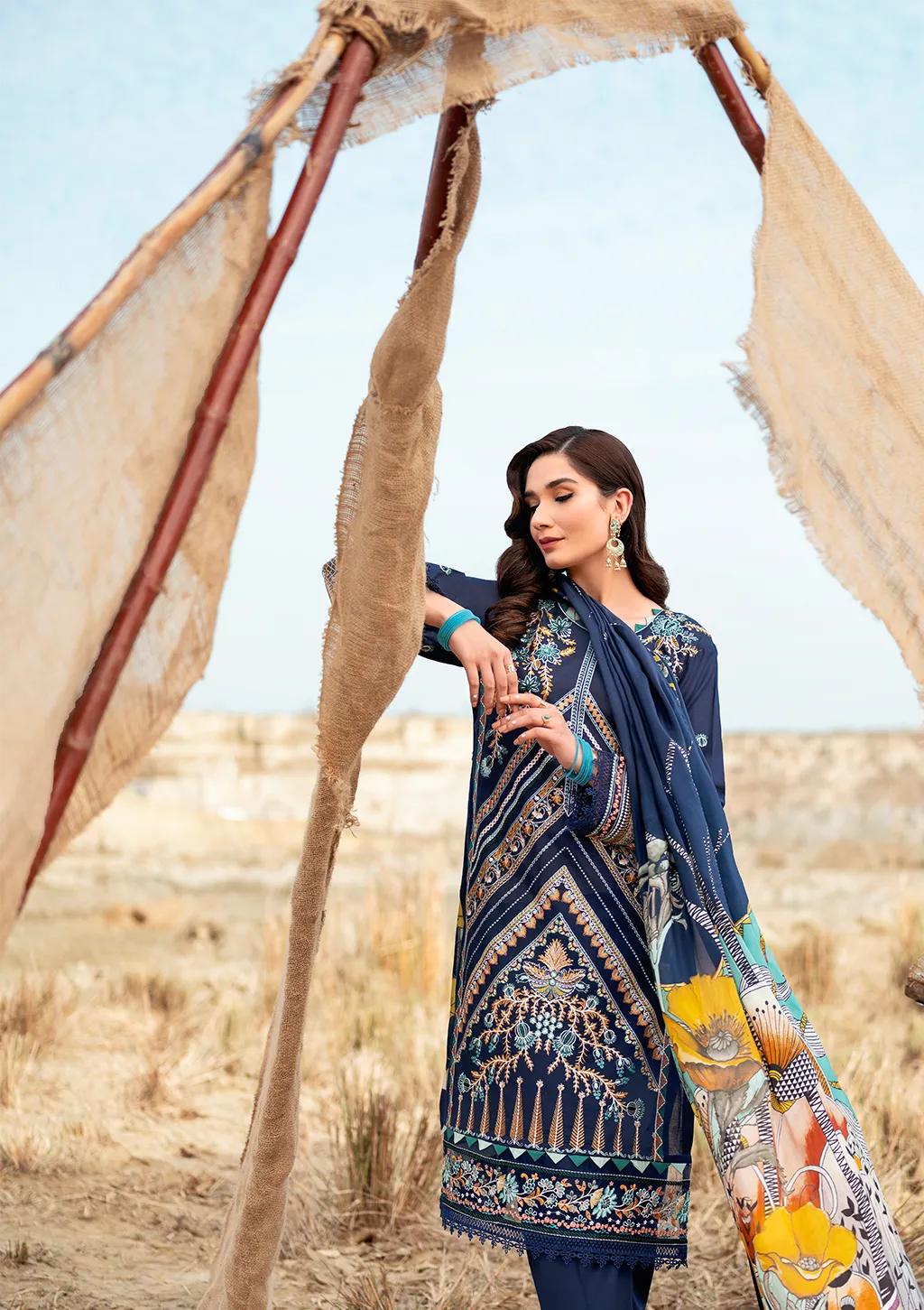 Y-608  |  Ramsha Riwayat Luxury Lawn Vol 7 Collection | Unstitched Lawn Embroidered Suits