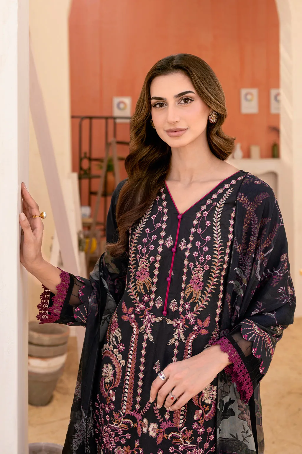 Y-703 |  Ramsha Riwayat Luxury Lawn Vol 7 Collection | Unstitched Lawn Embroidered Suits