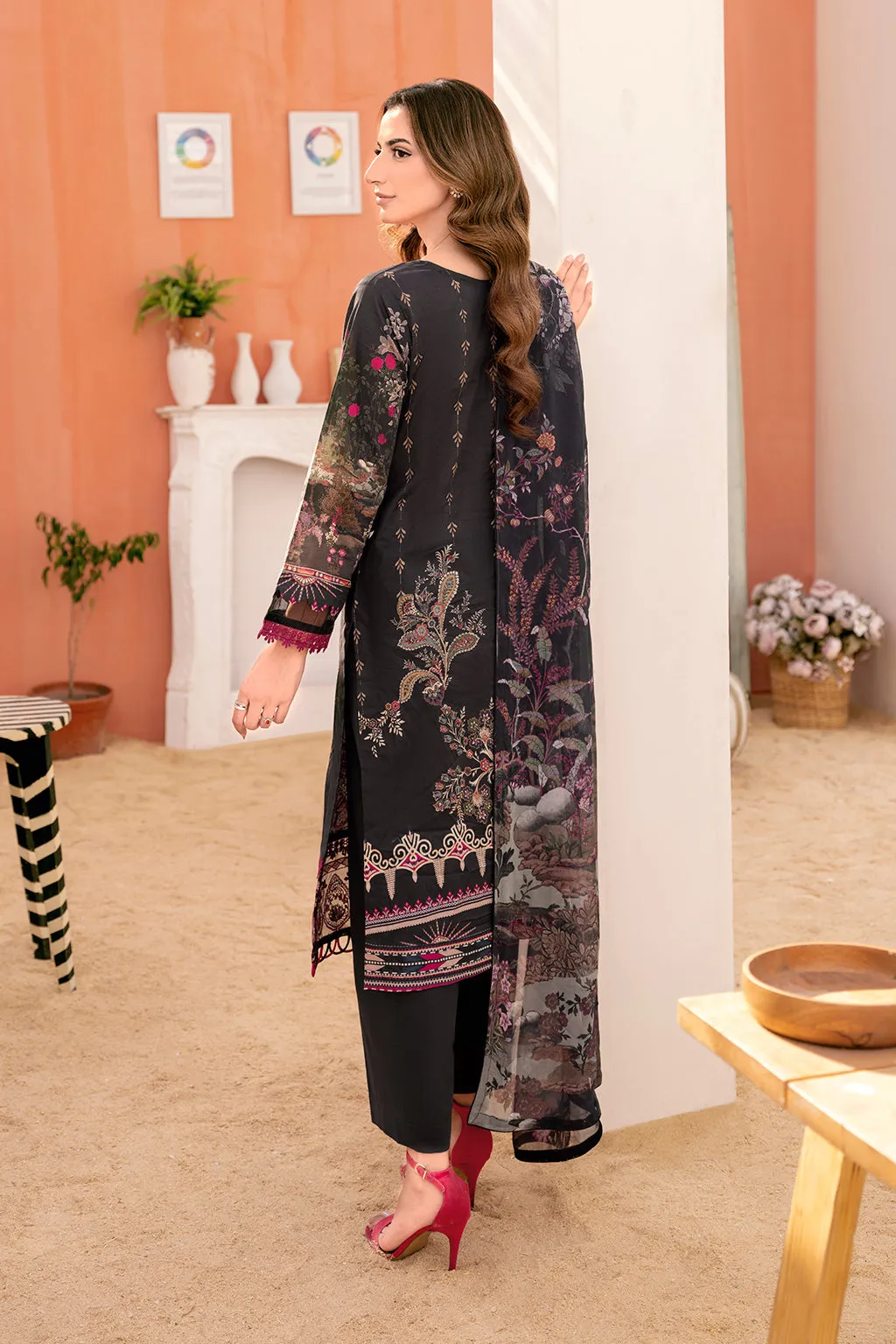 Y-703 |  Ramsha Riwayat Luxury Lawn Vol 7 Collection | Unstitched Lawn Embroidered Suits