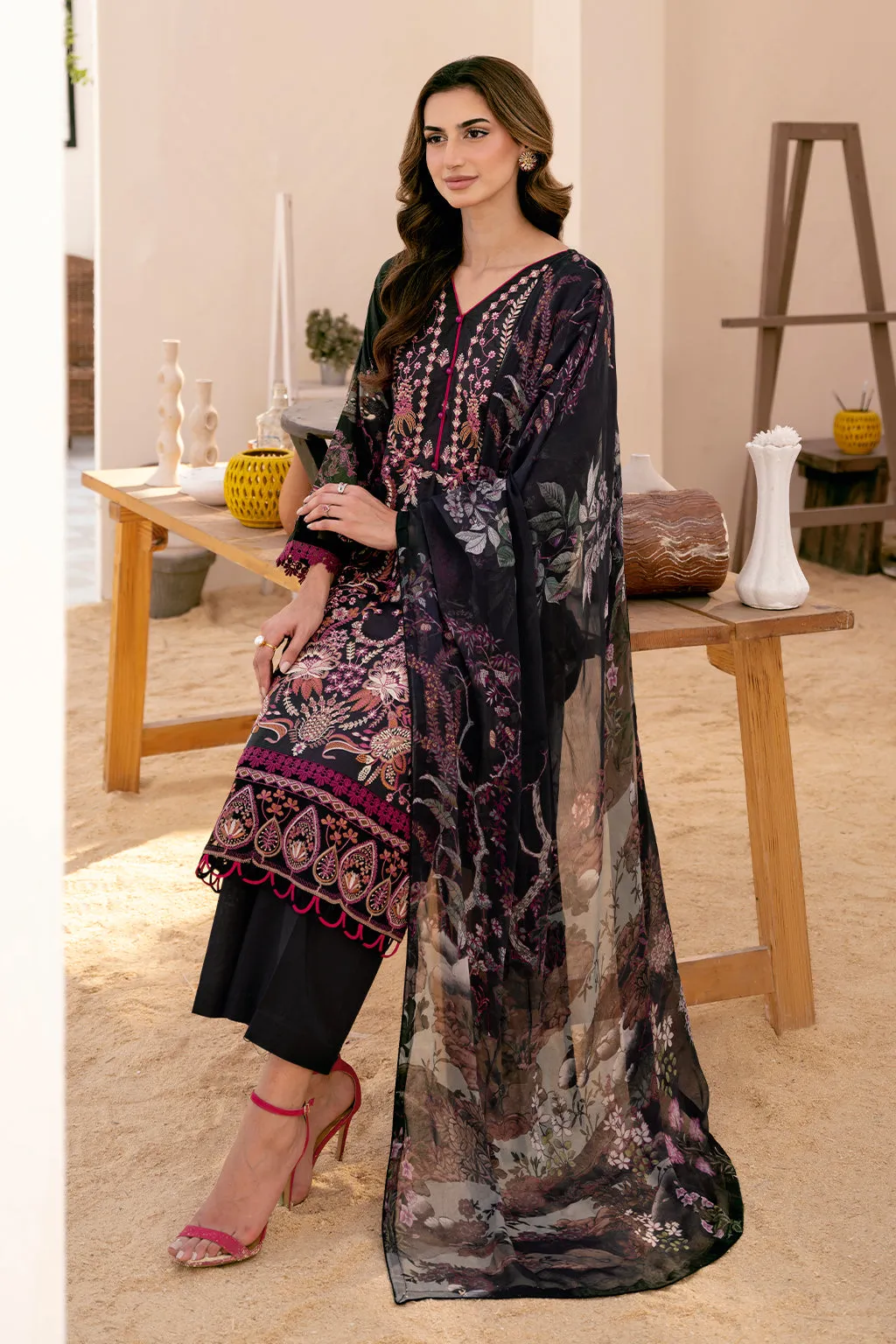 Y-703 |  Ramsha Riwayat Luxury Lawn Vol 7 Collection | Unstitched Lawn Embroidered Suits