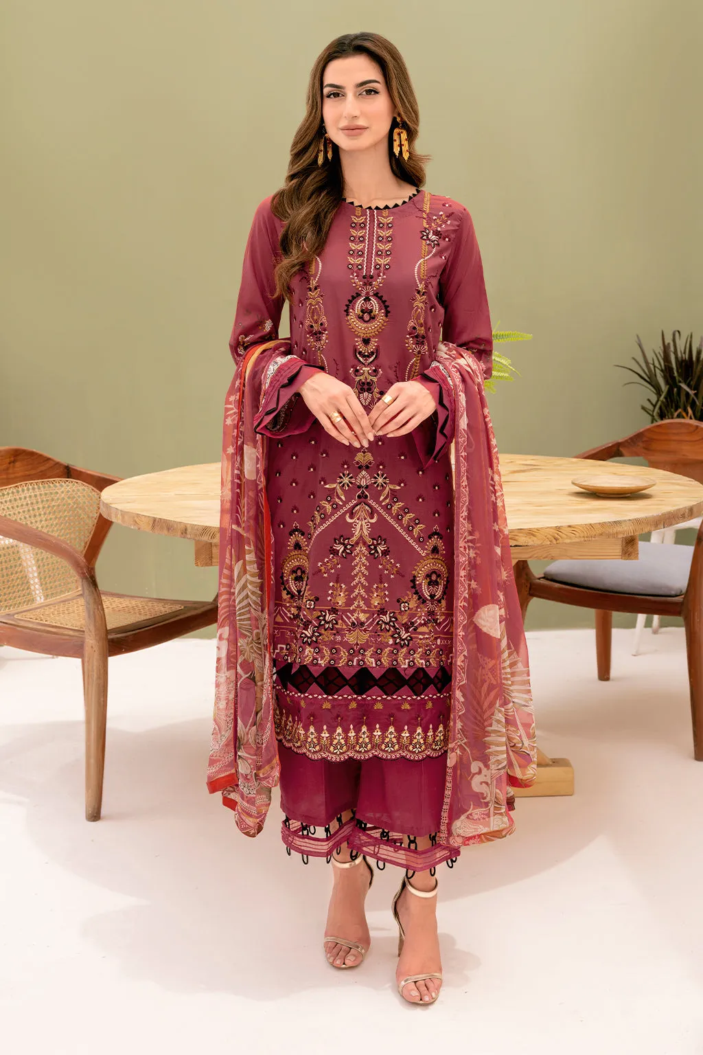 Y-708 |  Ramsha Riwayat Luxury Lawn Vol 7 Collection | Unstitched Lawn Embroidered Suits