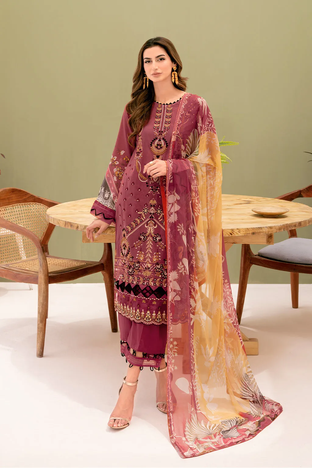 Y-708 |  Ramsha Riwayat Luxury Lawn Vol 7 Collection | Unstitched Lawn Embroidered Suits